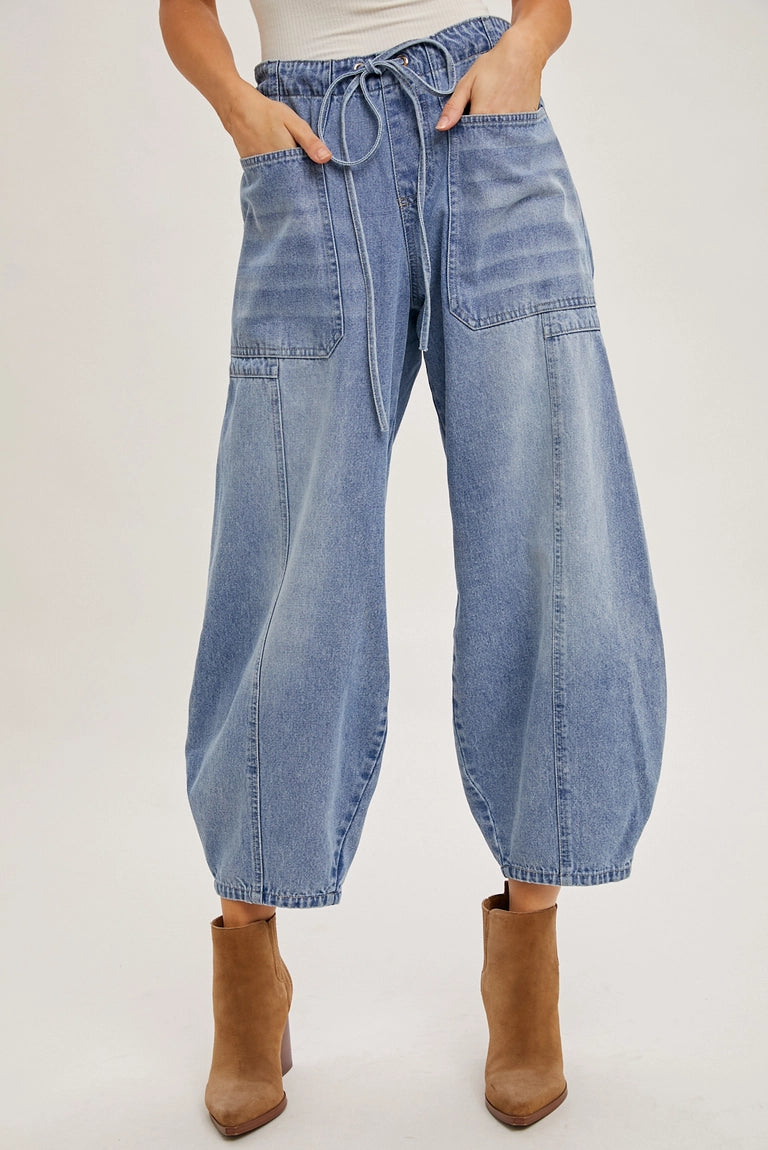 Huntington Drawstring Waist Barrel Denim