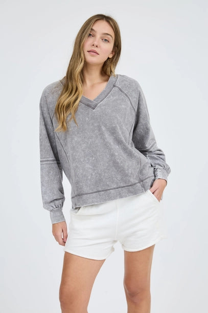 Alice V Neck Exposed Seam Sweatshirt