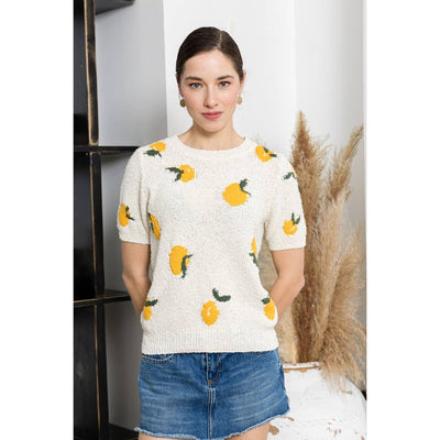 STACCATO - LEMON JACQUARDED SWEATER TOP: OATMEAL / S-M-L-XL(2-2-2-1)