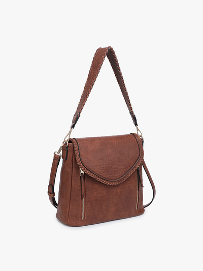 Lorelei Double Zip Whipstitch Trim Crossbody