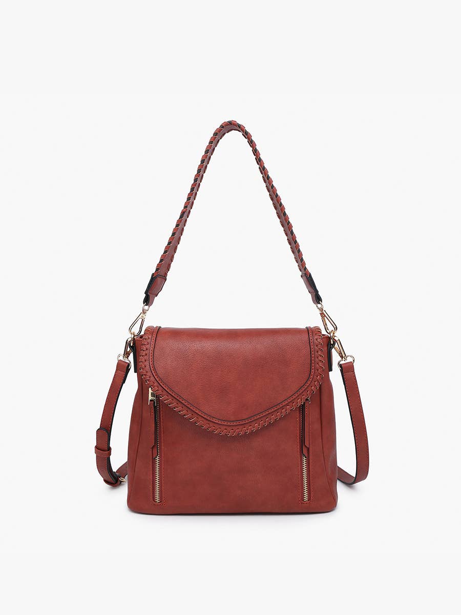 Lorelei Double Zip Whipstitch Trim Crossbody