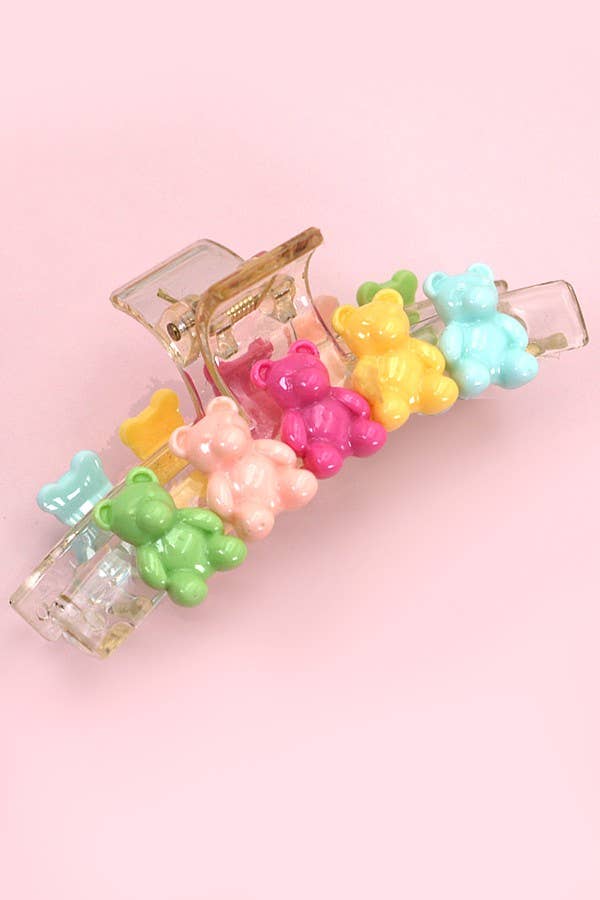 Teddy Bear Clear Hair Claw Clip