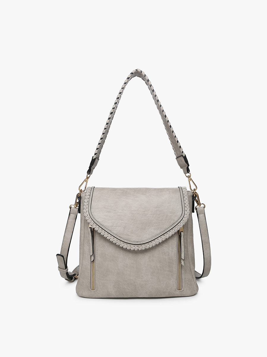 Lorelei Double Zip Whipstitch Trim Crossbody