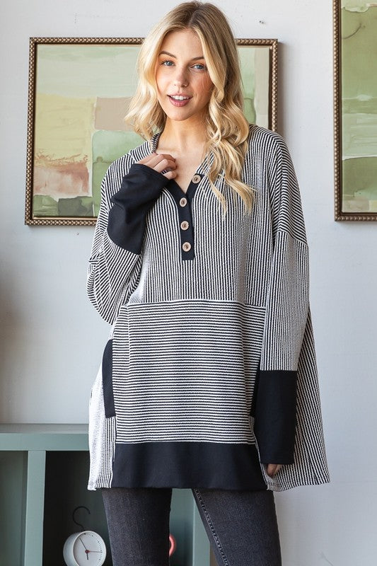 Cora Striped Hoodie Top