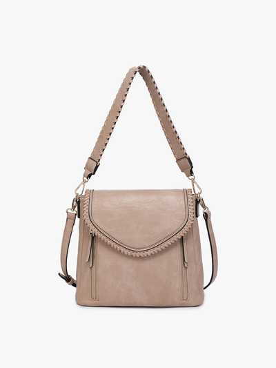 Lorelei Double Zip Whipstitch Trim Crossbody