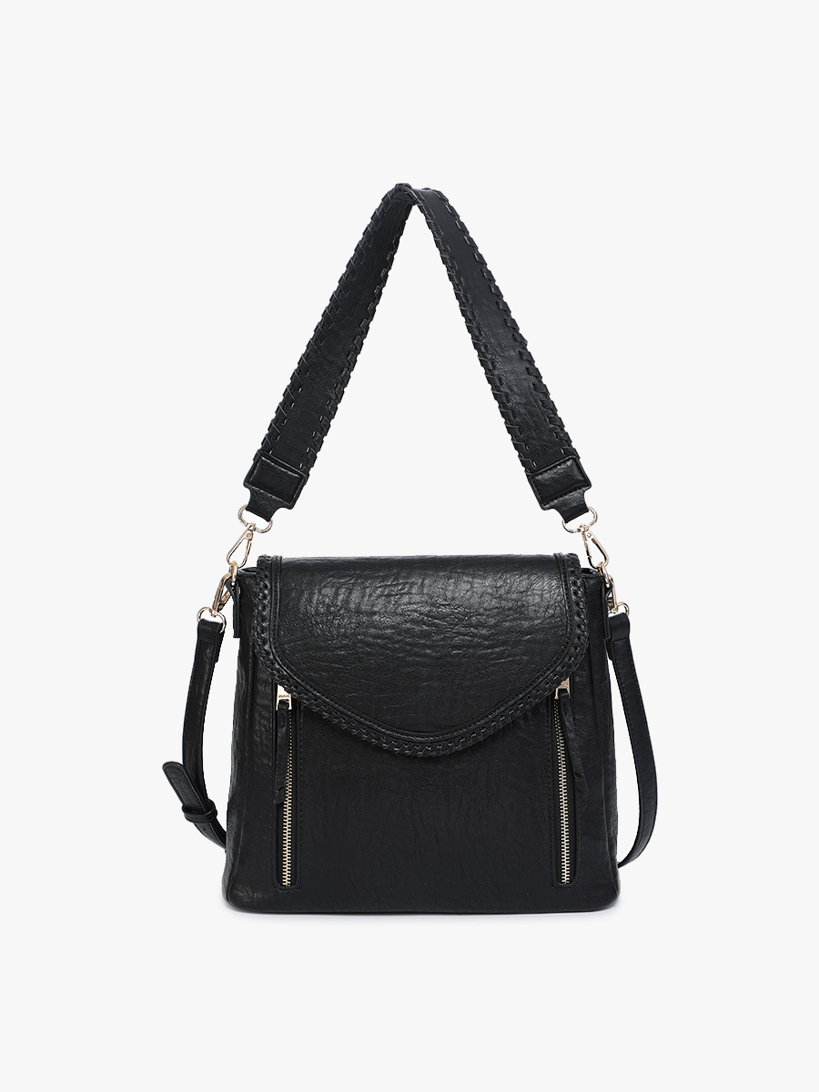 Lorelei Double Zip Whipstitch Trim Crossbody