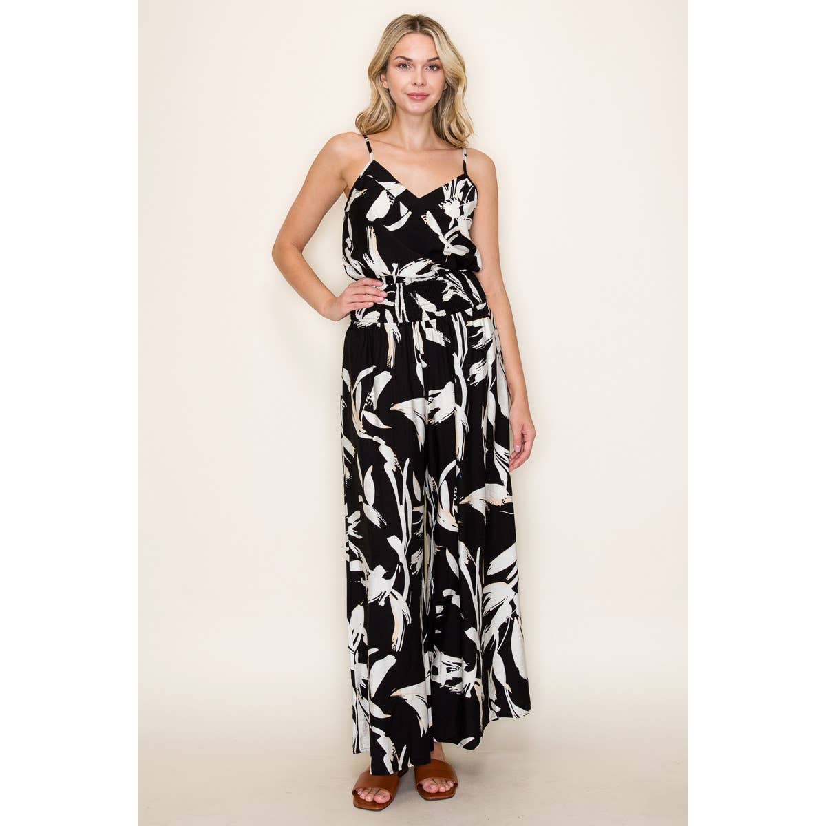 STACCATO - FLORAL PRINT PANTS: NAVY / S-M-L-XL(2-2-2-1)