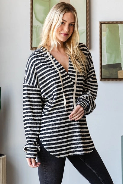 Suzie Striped Oversized Hoodie Top