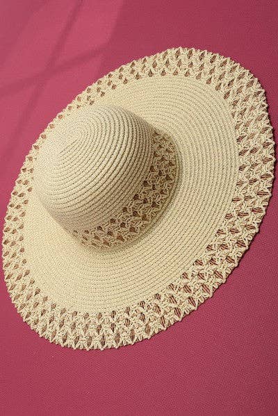 Wall To Wall Accessories - CLASSIC EDGE PANAMA STRAW SUN HAT | 40HW606: WHITE