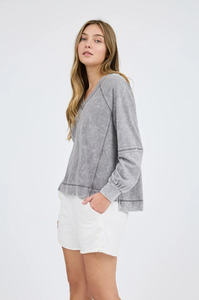 Alice V Neck Exposed Seam Sweatshirt