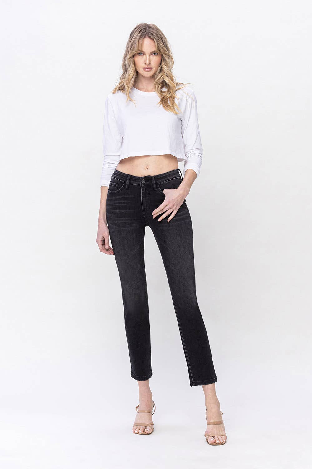 MID RISE ANKLE SLIM STRAIGHT JEAN T5959